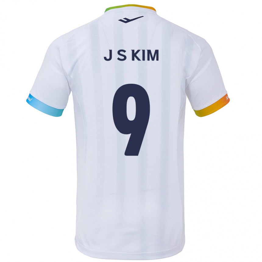 Enfant Football Maillot Shin-Jin Kim #9 Blanc Bleu Tenues Extérieur 2024/25