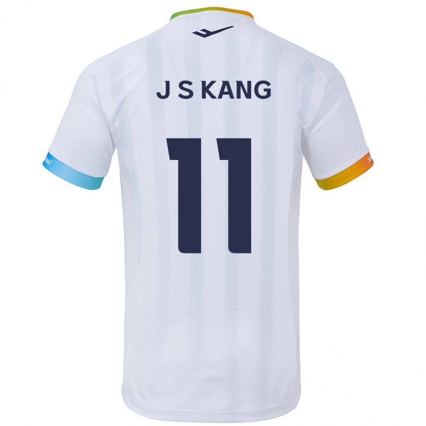 Enfant Football Maillot Seong-Jin Kang #11 Blanc Bleu Tenues Extérieur 2024/25