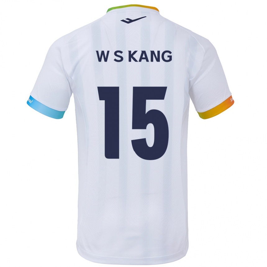 Enfant Football Maillot Sang-Woo Kang #15 Blanc Bleu Tenues Extérieur 2024/25