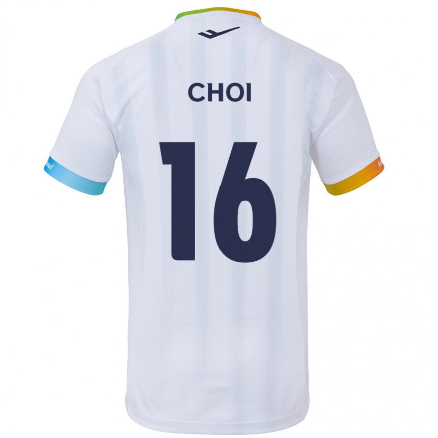 Enfant Football Maillot Jun Choi #16 Blanc Bleu Tenues Extérieur 2024/25