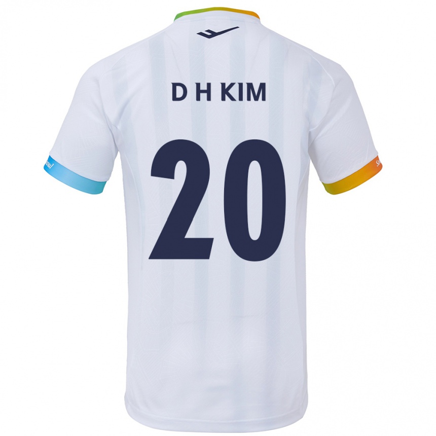 Enfant Football Maillot Hyeon-Deok Kim #20 Blanc Bleu Tenues Extérieur 2024/25