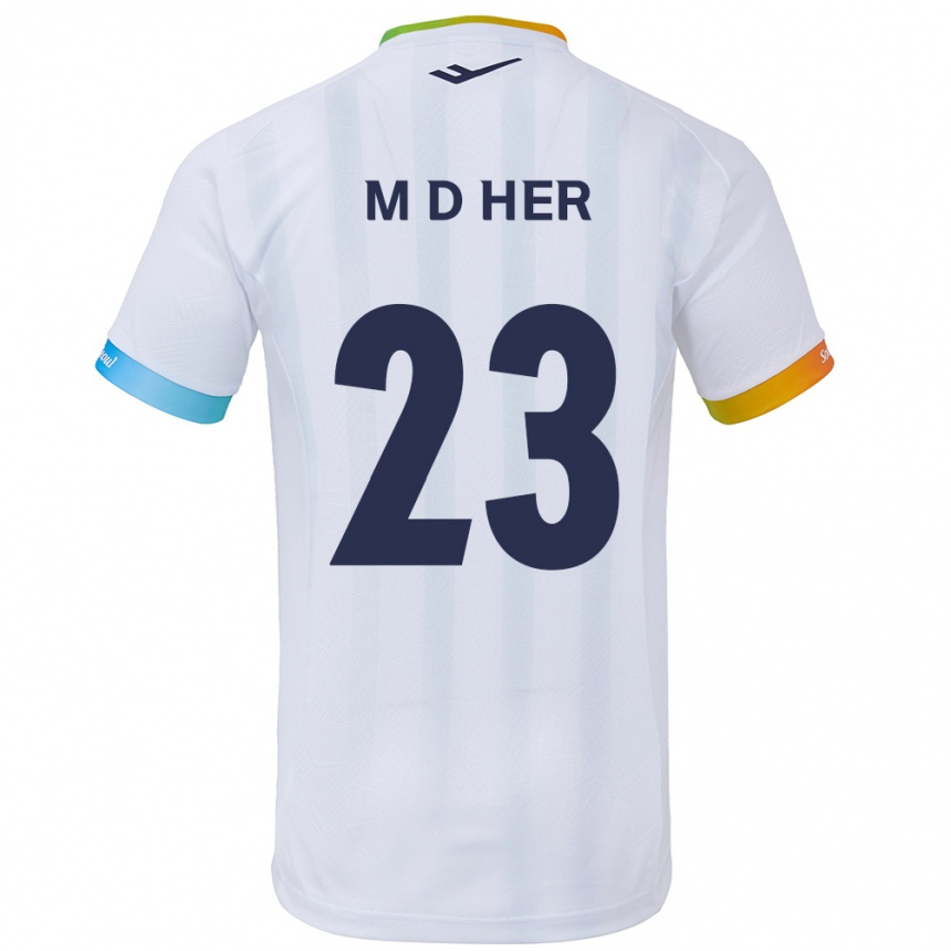 Enfant Football Maillot Dong-Min Her #23 Blanc Bleu Tenues Extérieur 2024/25