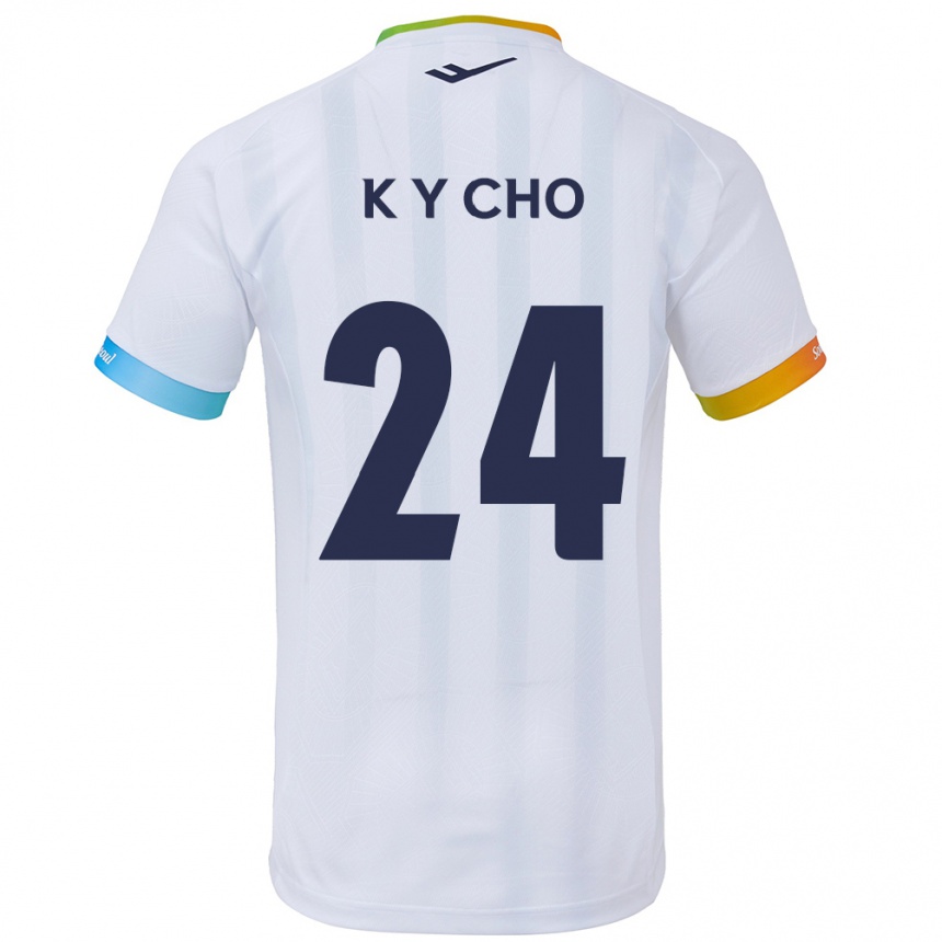 Enfant Football Maillot Young-Kwang Cho #24 Blanc Bleu Tenues Extérieur 2024/25