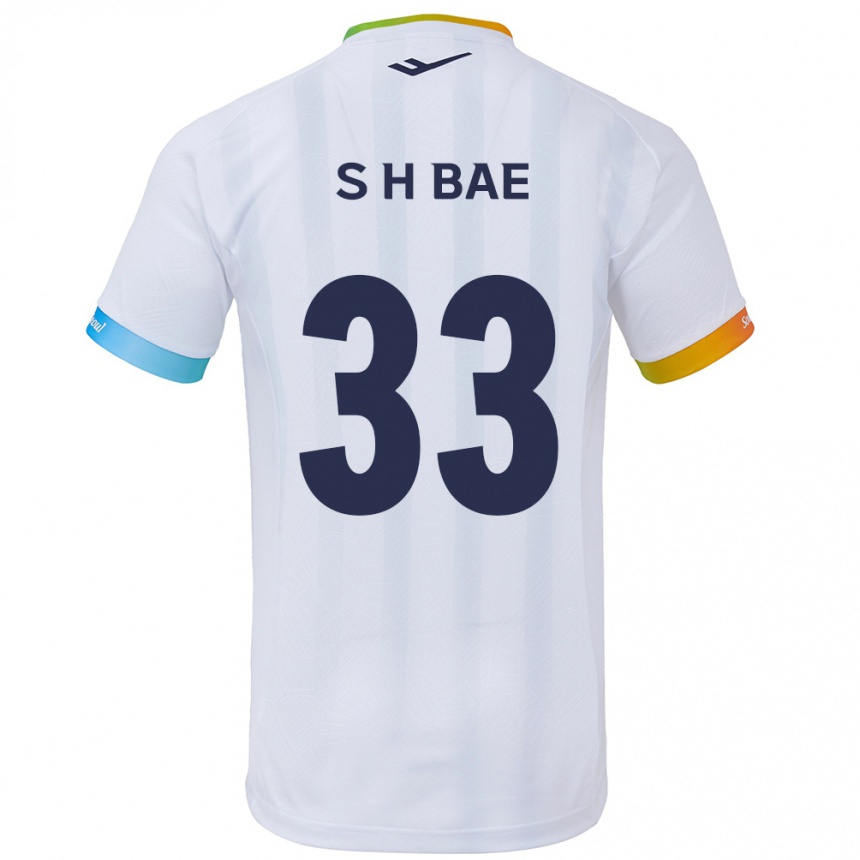 Enfant Football Maillot Hyun-Seo Bae #33 Blanc Bleu Tenues Extérieur 2024/25