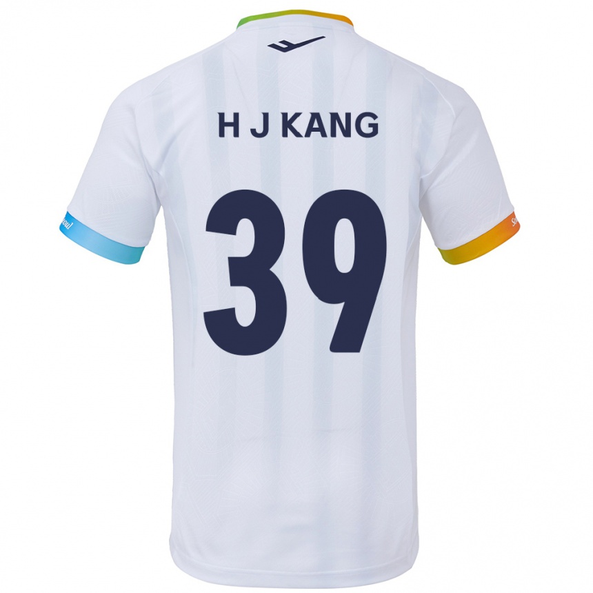 Enfant Football Maillot Ju-Hyeok Kang #39 Blanc Bleu Tenues Extérieur 2024/25