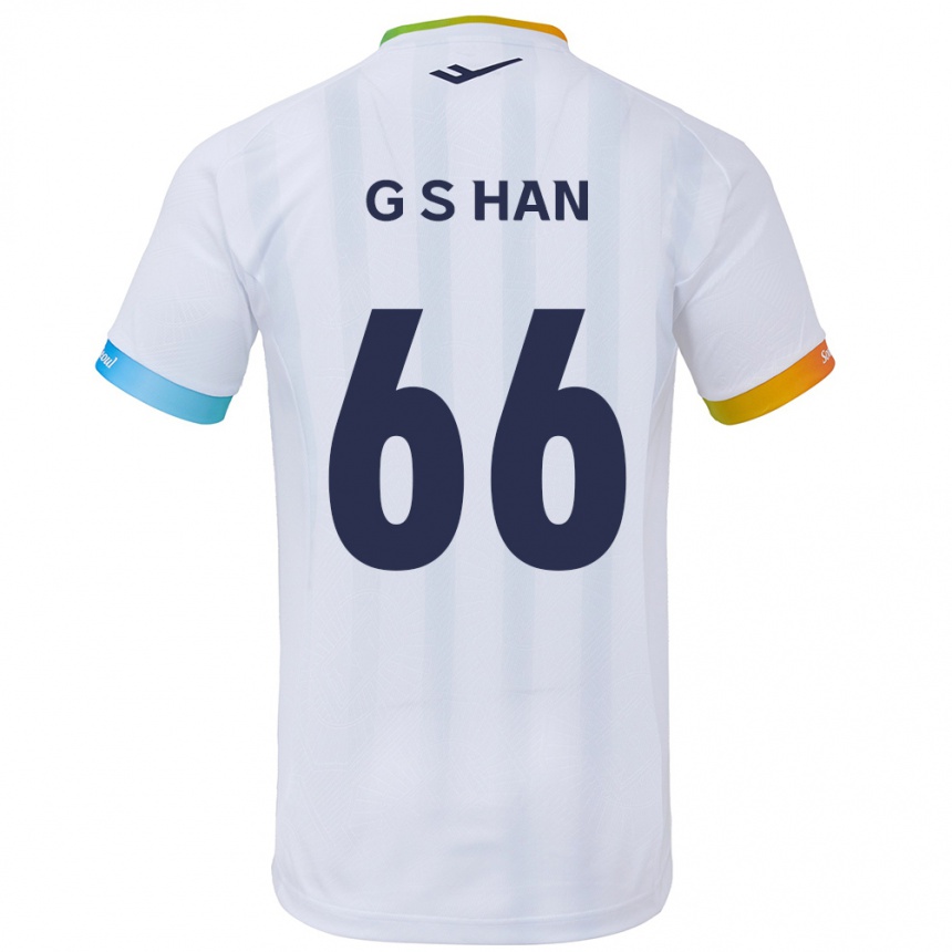 Enfant Football Maillot Seung-Gyu Han #66 Blanc Bleu Tenues Extérieur 2024/25