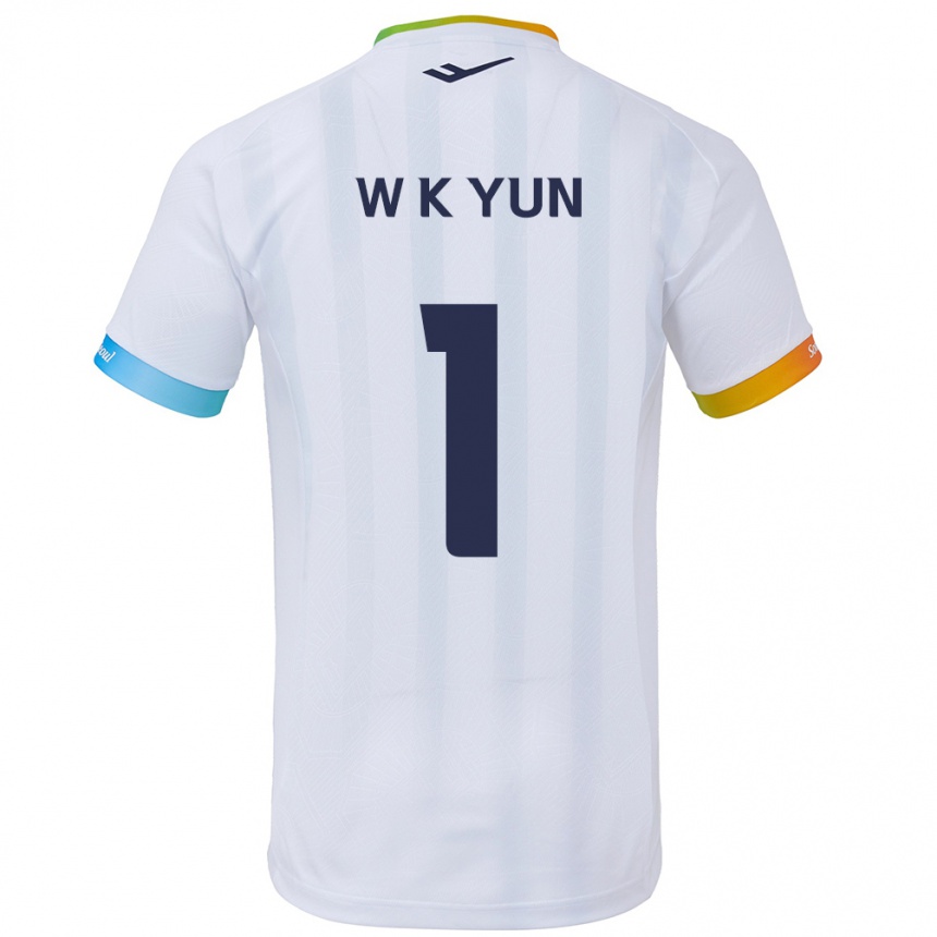 Enfant Football Maillot Ki-Wook Yun #1 Blanc Bleu Tenues Extérieur 2024/25