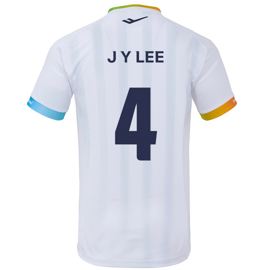 Enfant Football Maillot Young-Jun Lee #4 Blanc Bleu Tenues Extérieur 2024/25