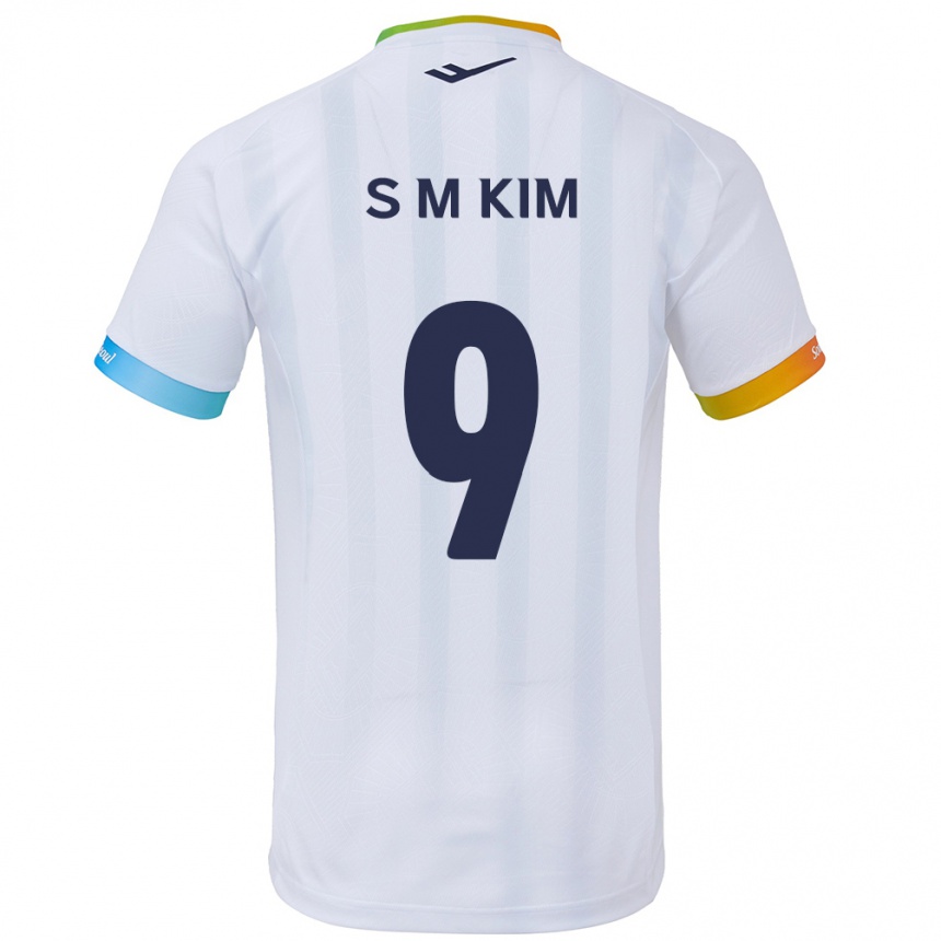 Enfant Football Maillot Min-Sung Kim #9 Blanc Bleu Tenues Extérieur 2024/25