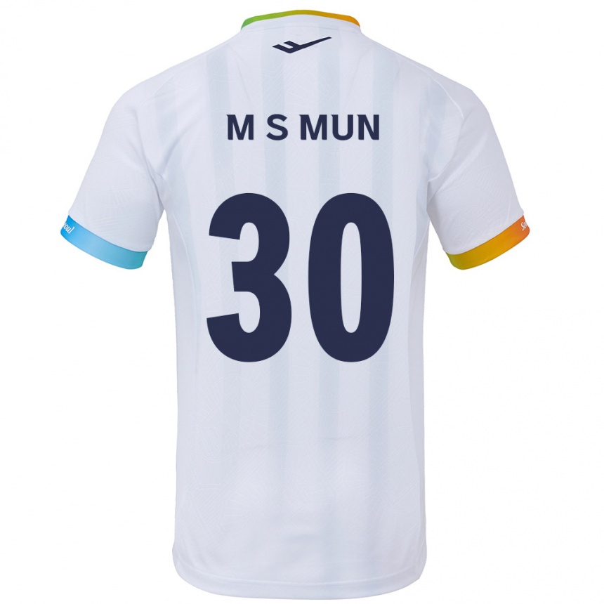 Enfant Football Maillot Seong-Min Mun #30 Blanc Bleu Tenues Extérieur 2024/25