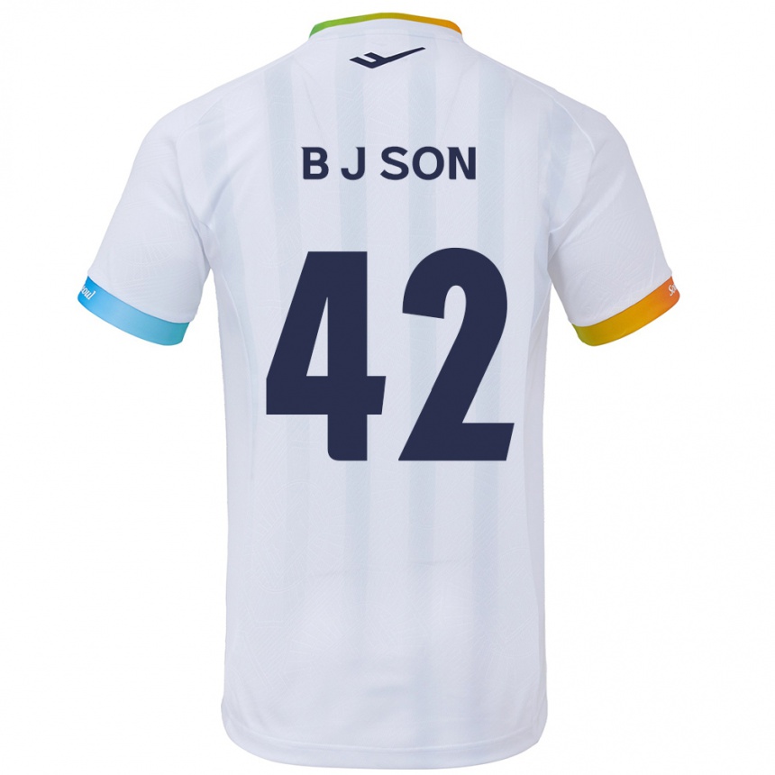 Enfant Football Maillot Jeong-Beom Son #42 Blanc Bleu Tenues Extérieur 2024/25