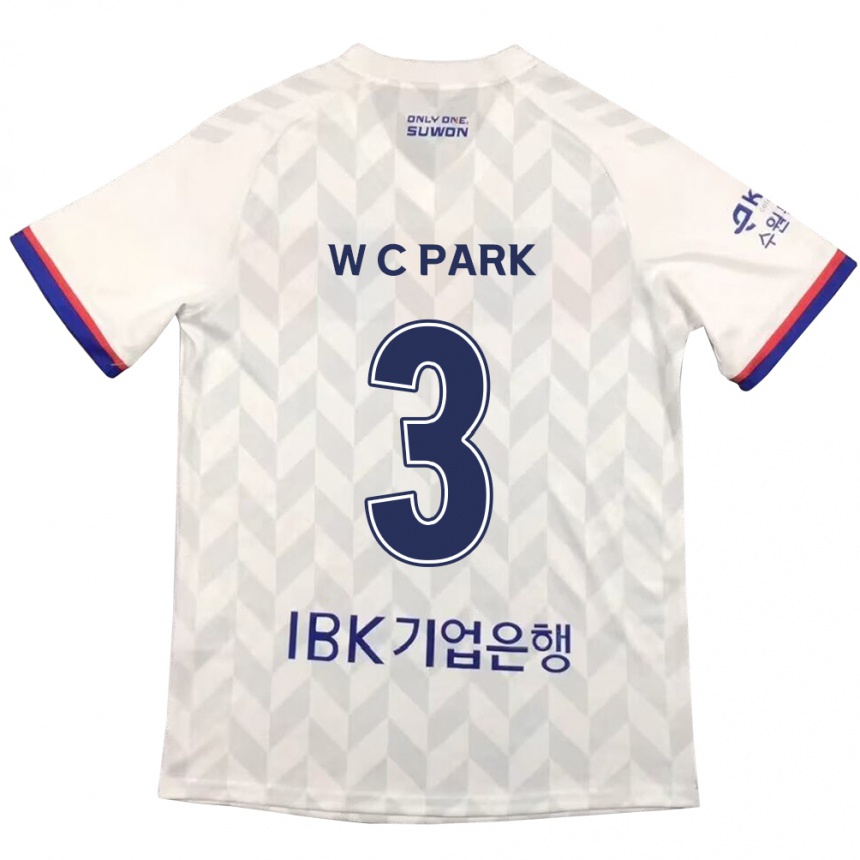 Enfant Football Maillot Cheol-Woo Park #3 Blanc Bleu Tenues Extérieur 2024/25