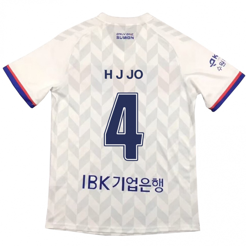 Enfant Football Maillot Jun-Hyun Jo #4 Blanc Bleu Tenues Extérieur 2024/25