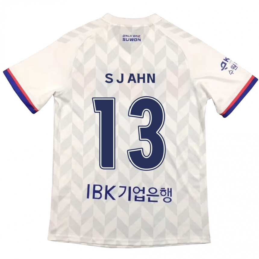 Enfant Football Maillot Jun-Su Ahn #13 Blanc Bleu Tenues Extérieur 2024/25