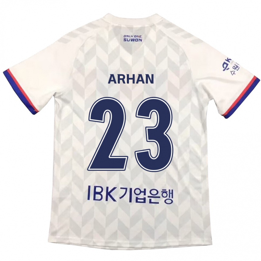 Enfant Football Maillot Pratama Arhan #23 Blanc Bleu Tenues Extérieur 2024/25