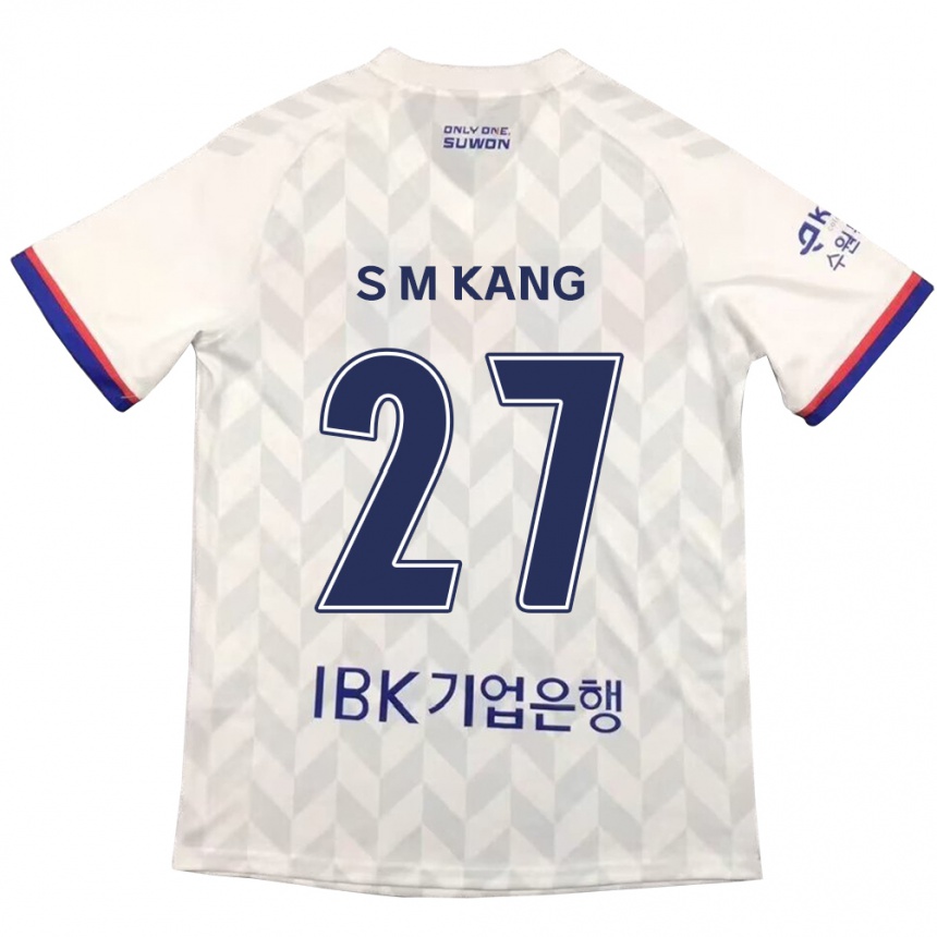 Enfant Football Maillot Min-Sung Kang #27 Blanc Bleu Tenues Extérieur 2024/25