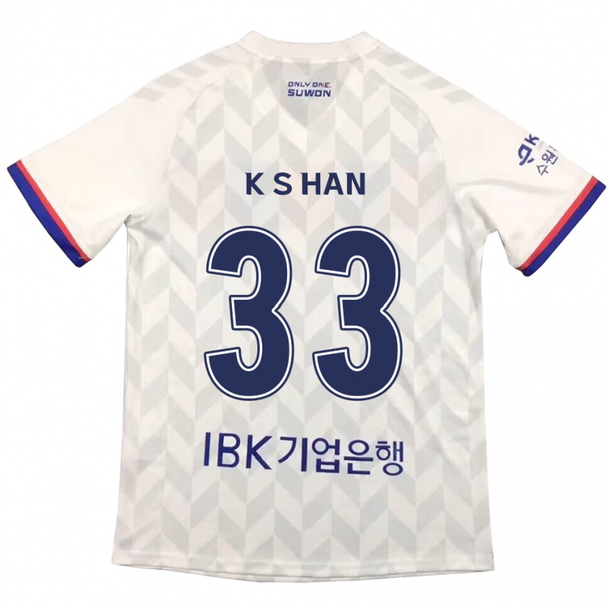 Enfant Football Maillot Sang-Kyu Han #33 Blanc Bleu Tenues Extérieur 2024/25