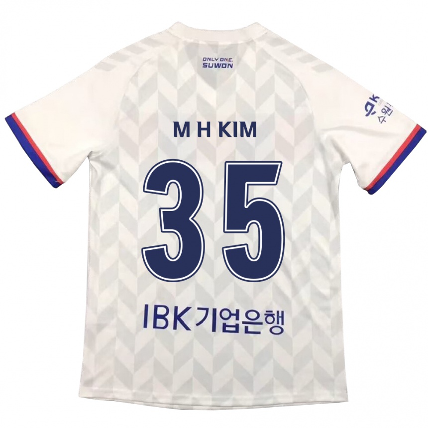 Enfant Football Maillot Hyeon-Min Kim #35 Blanc Bleu Tenues Extérieur 2024/25