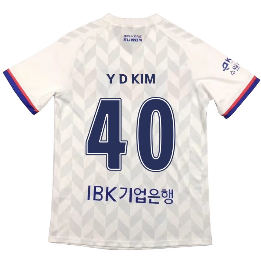 Enfant Football Maillot Do-Yoon Kim #40 Blanc Bleu Tenues Extérieur 2024/25