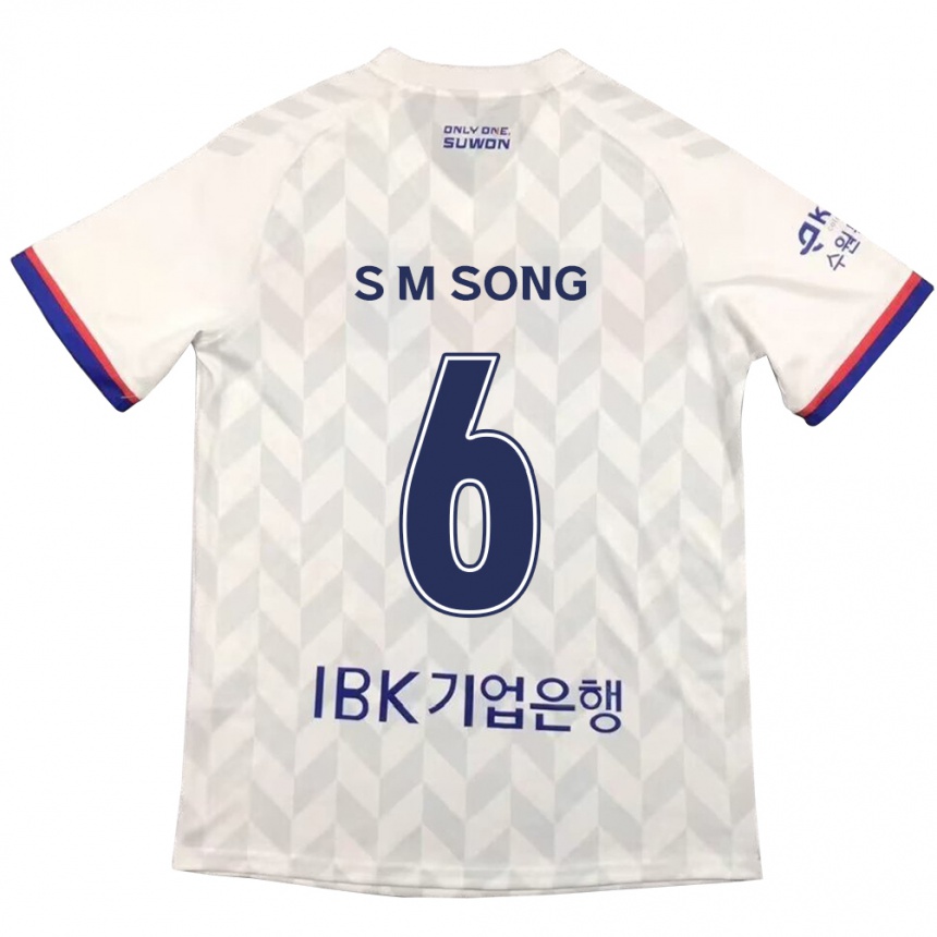 Enfant Football Maillot Min-Seob Song #6 Blanc Bleu Tenues Extérieur 2024/25