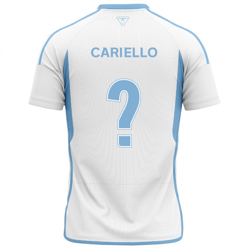 Enfant Football Maillot Yago Cariello #0 Blanc Bleu Tenues Extérieur 2024/25