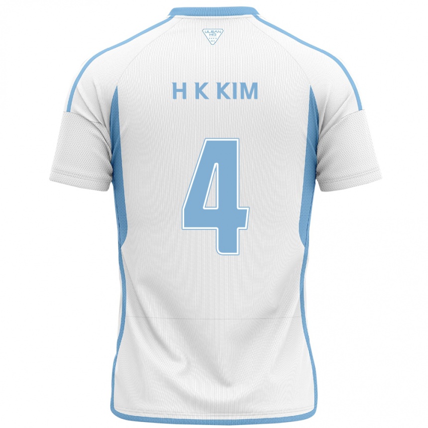 Enfant Football Maillot Kee-Hee Kim #4 Blanc Bleu Tenues Extérieur 2024/25