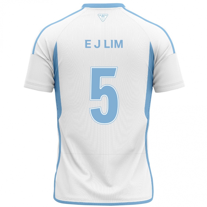 Enfant Football Maillot Jong-Eun Lim #5 Blanc Bleu Tenues Extérieur 2024/25