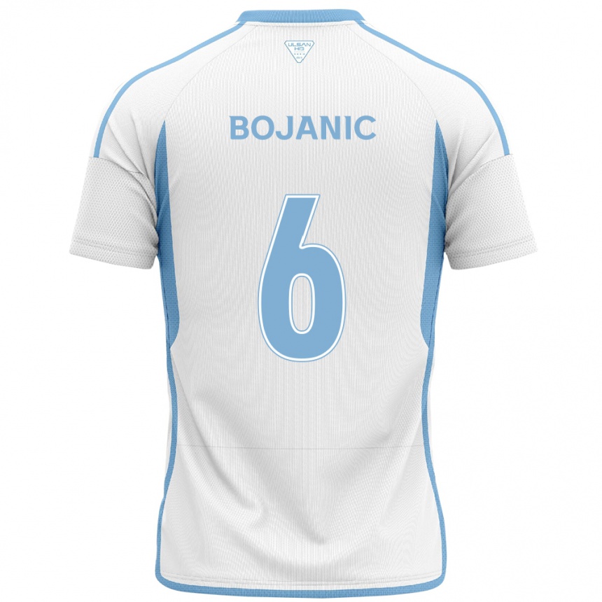 Enfant Football Maillot Darijan Bojanic #6 Blanc Bleu Tenues Extérieur 2024/25