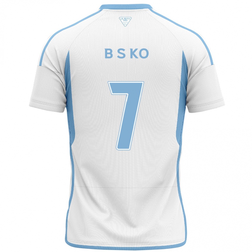 Enfant Football Maillot Seung-Beom Ko #7 Blanc Bleu Tenues Extérieur 2024/25