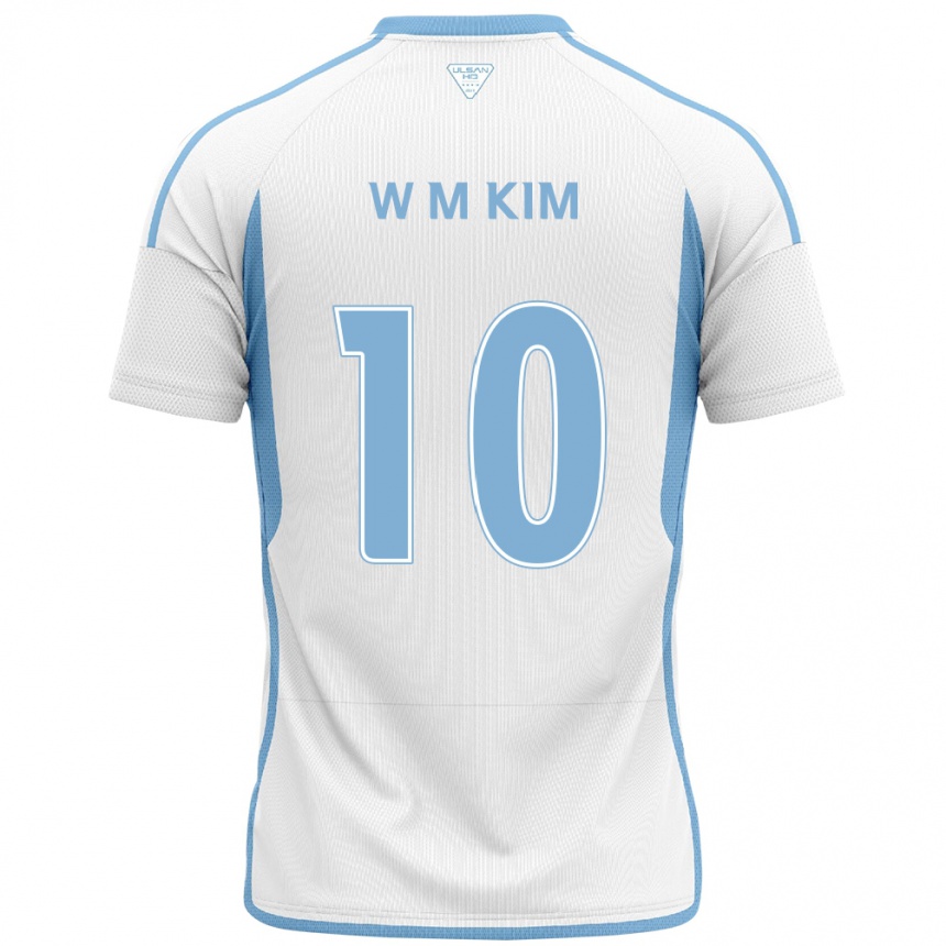 Enfant Football Maillot Min-Woo Kim #10 Blanc Bleu Tenues Extérieur 2024/25