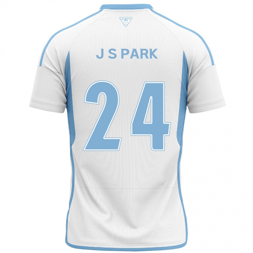 Enfant Football Maillot Sang-Jun Park #24 Blanc Bleu Tenues Extérieur 2024/25