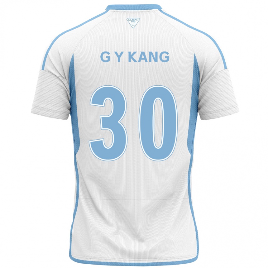 Enfant Football Maillot Yun-Gu Kang #30 Blanc Bleu Tenues Extérieur 2024/25