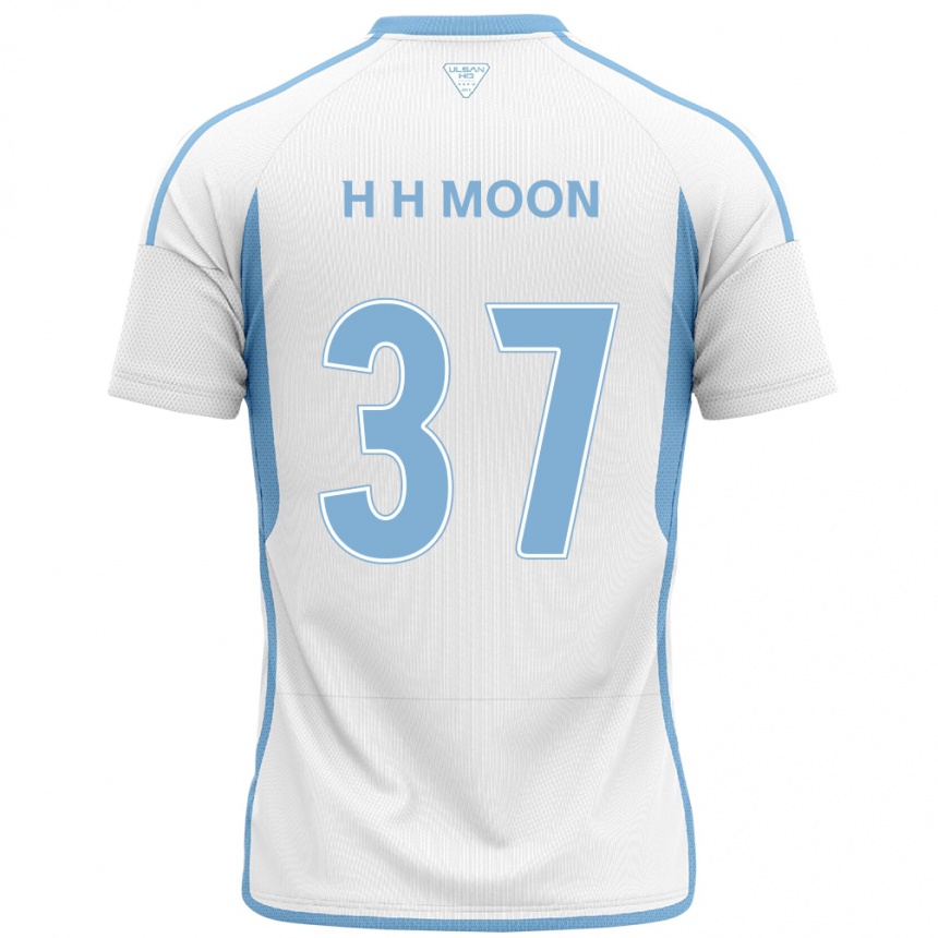 Enfant Football Maillot Hyeon-Ho Moon #37 Blanc Bleu Tenues Extérieur 2024/25