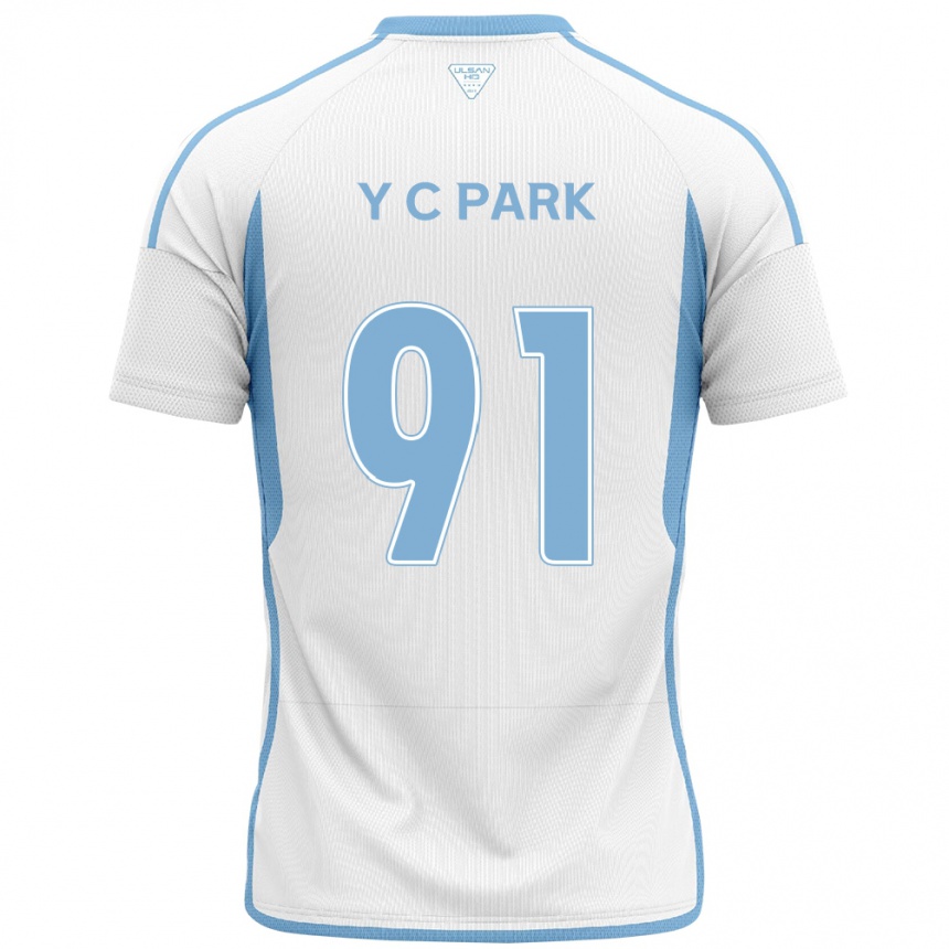 Enfant Football Maillot Chu-Young Park #91 Blanc Bleu Tenues Extérieur 2024/25