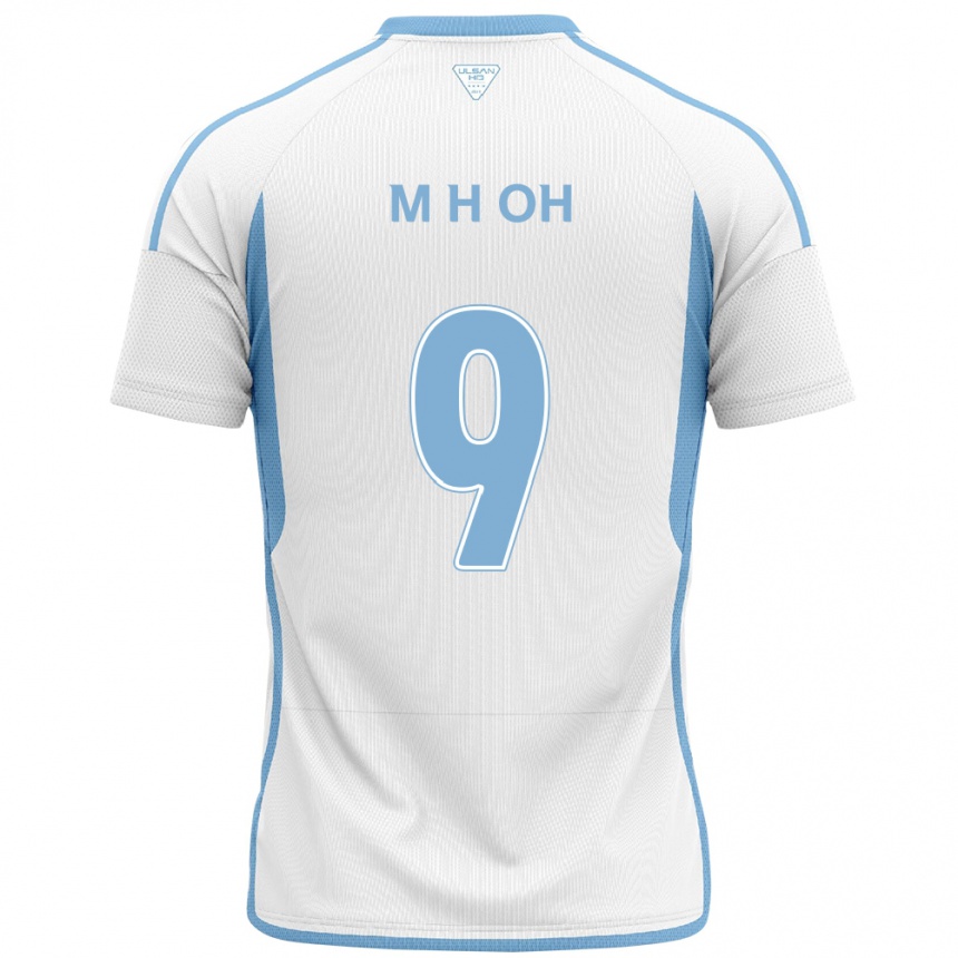 Enfant Football Maillot Hyun-Min Oh #9 Blanc Bleu Tenues Extérieur 2024/25