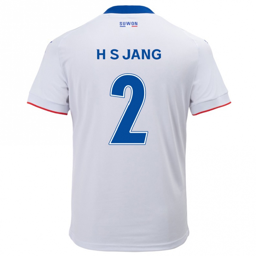 Enfant Football Maillot Seok-Hwan Jang #2 Blanc Bleu Tenues Extérieur 2024/25