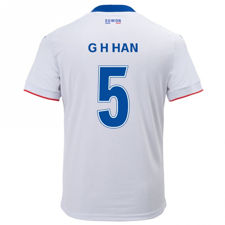 Enfant Football Maillot Ho-Gang Han #5 Blanc Bleu Tenues Extérieur 2024/25