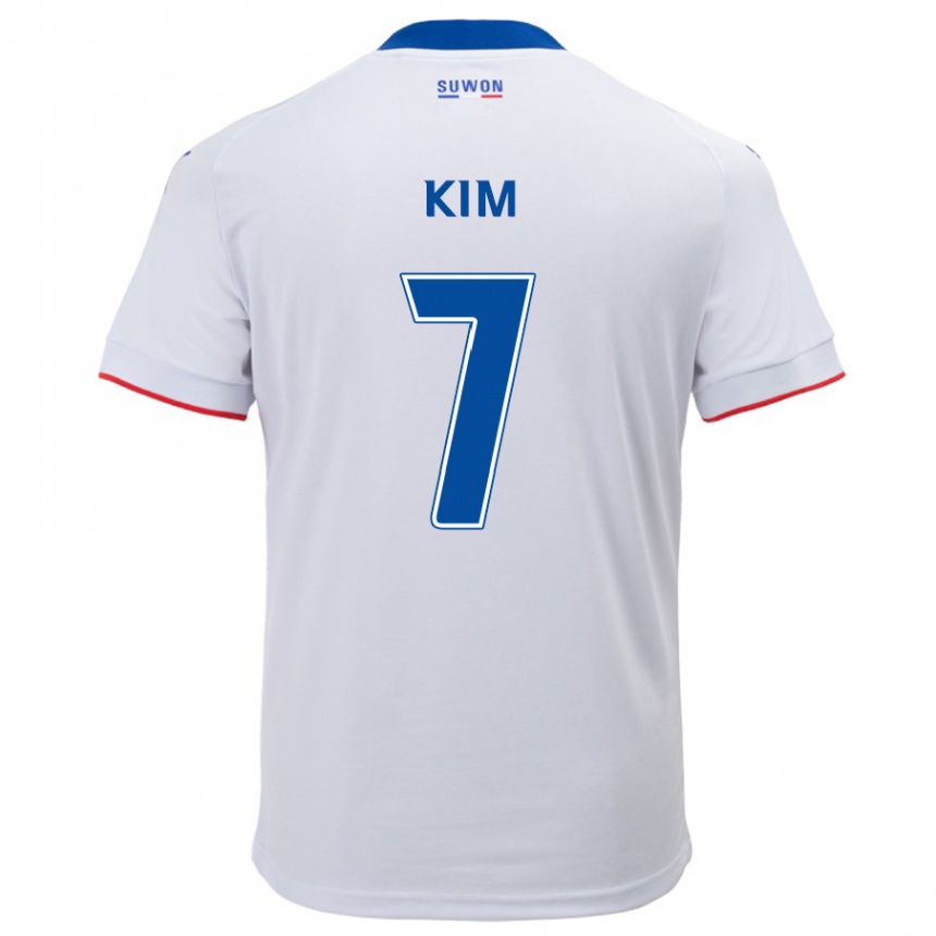 Enfant Football Maillot Hyun Kim #7 Blanc Bleu Tenues Extérieur 2024/25