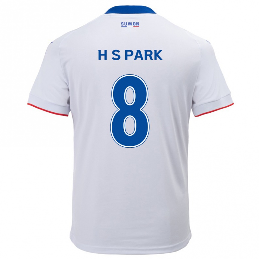 Enfant Football Maillot Sang-Hyeok Park #8 Blanc Bleu Tenues Extérieur 2024/25