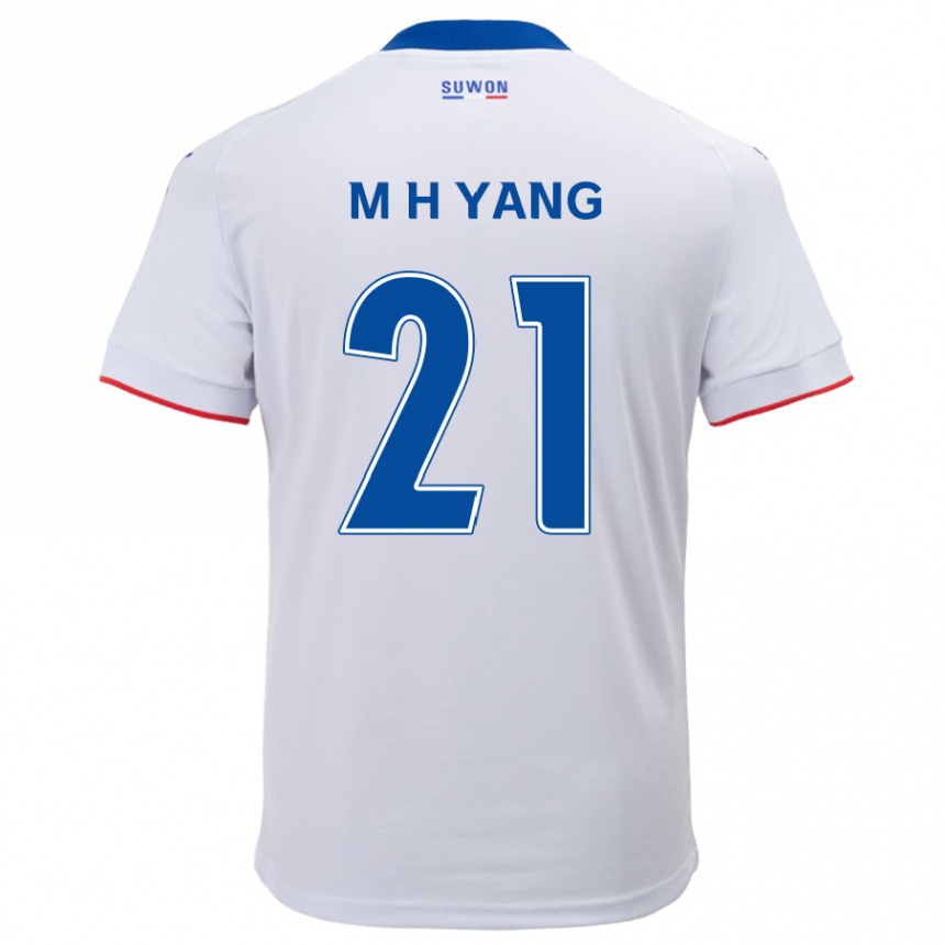 Enfant Football Maillot Hyung-Mo Yang #21 Blanc Bleu Tenues Extérieur 2024/25