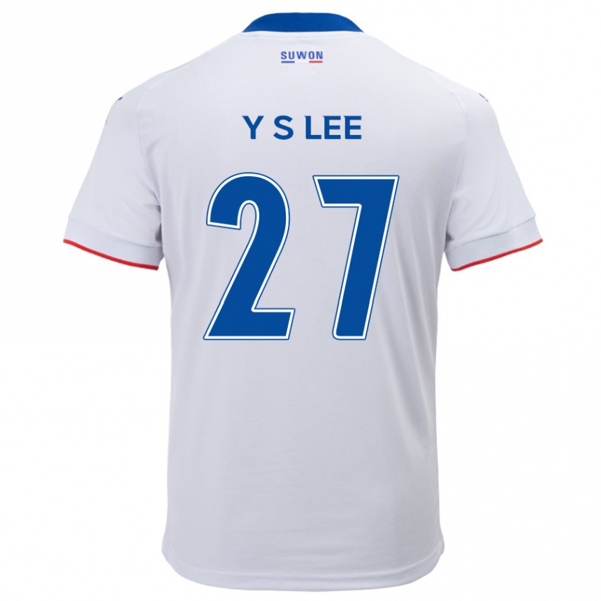 Enfant Football Maillot Shi-Yeong Lee #27 Blanc Bleu Tenues Extérieur 2024/25