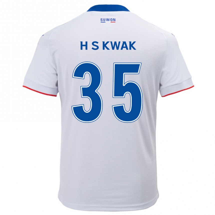 Enfant Football Maillot Sung-Hoon Kwak #35 Blanc Bleu Tenues Extérieur 2024/25