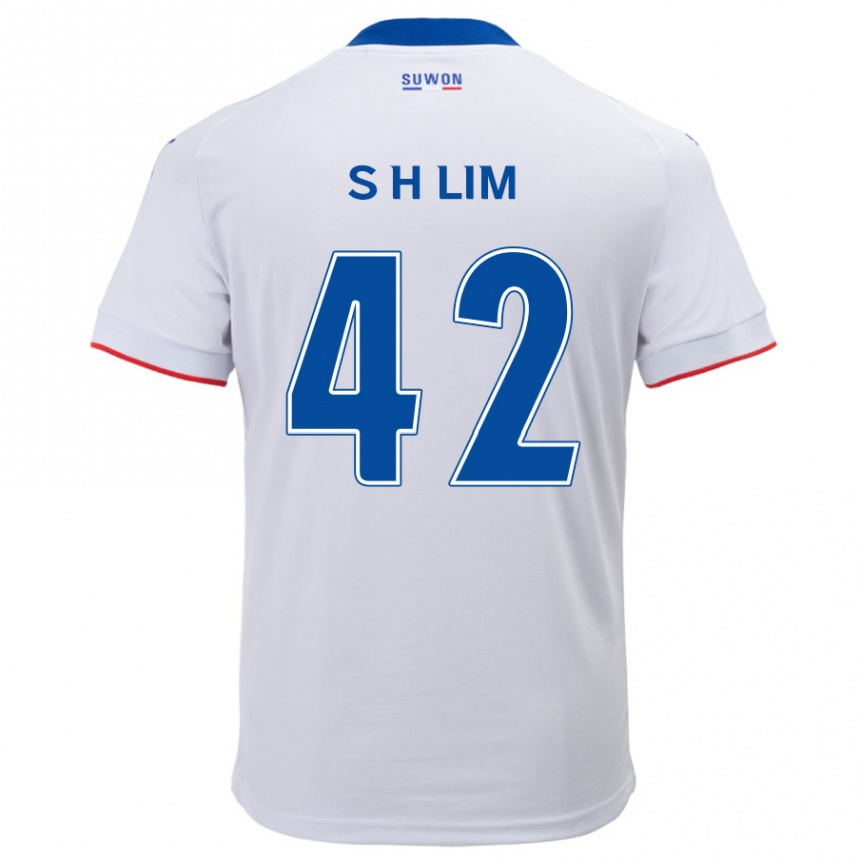 Enfant Football Maillot Hyun-Sub Lim #42 Blanc Bleu Tenues Extérieur 2024/25