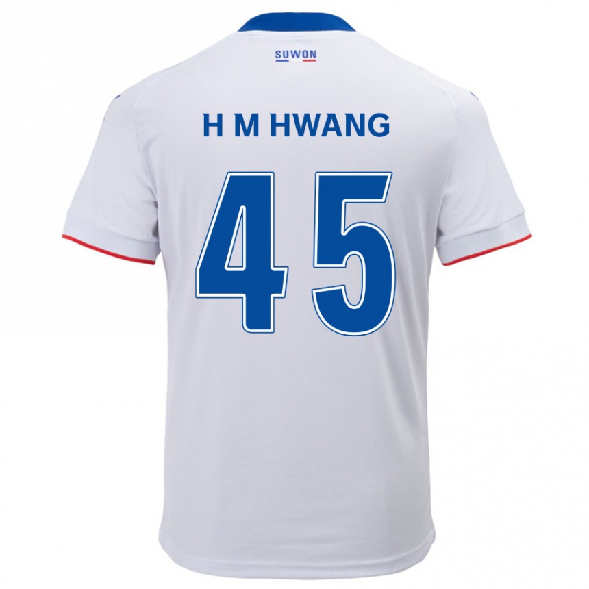 Enfant Football Maillot Myung-Hyun Hwang #45 Blanc Bleu Tenues Extérieur 2024/25