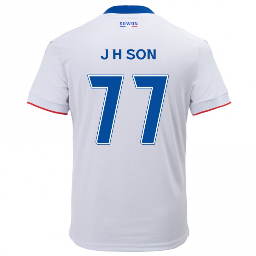 Enfant Football Maillot Ho-Jun Son #77 Blanc Bleu Tenues Extérieur 2024/25