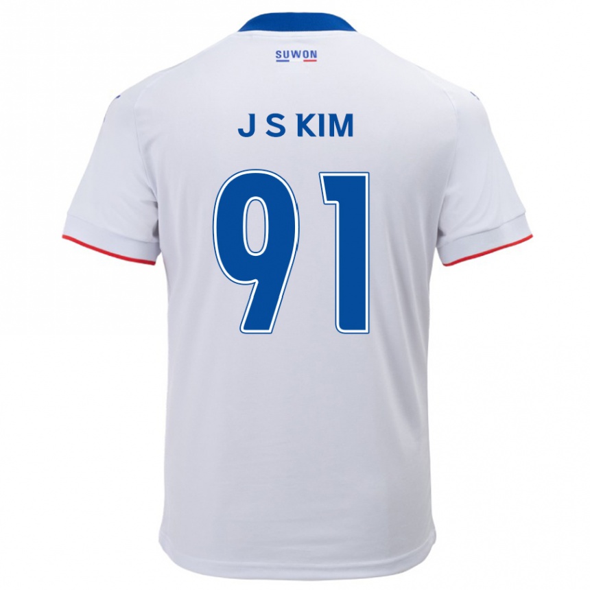 Enfant Football Maillot Seong-Ju Kim #91 Blanc Bleu Tenues Extérieur 2024/25