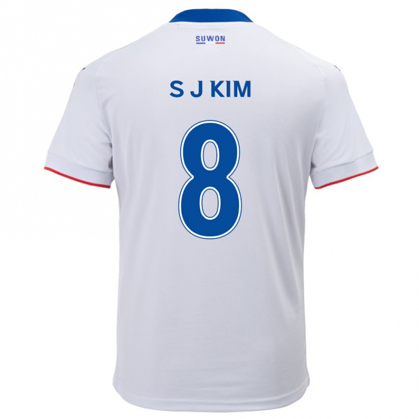 Enfant Football Maillot Ji-Sung Kim #8 Blanc Bleu Tenues Extérieur 2024/25