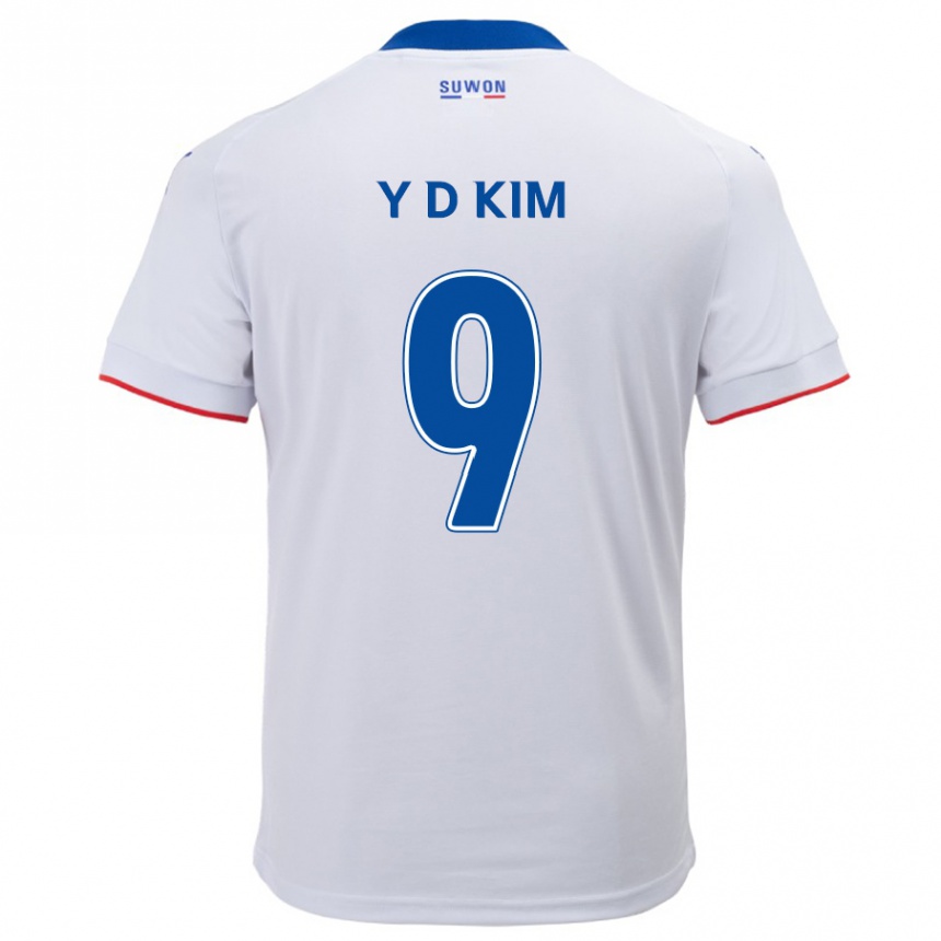 Enfant Football Maillot Dong-Yeon Kim #9 Blanc Bleu Tenues Extérieur 2024/25