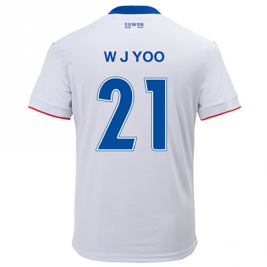 Enfant Football Maillot Jin-Wook Yoo #21 Blanc Bleu Tenues Extérieur 2024/25