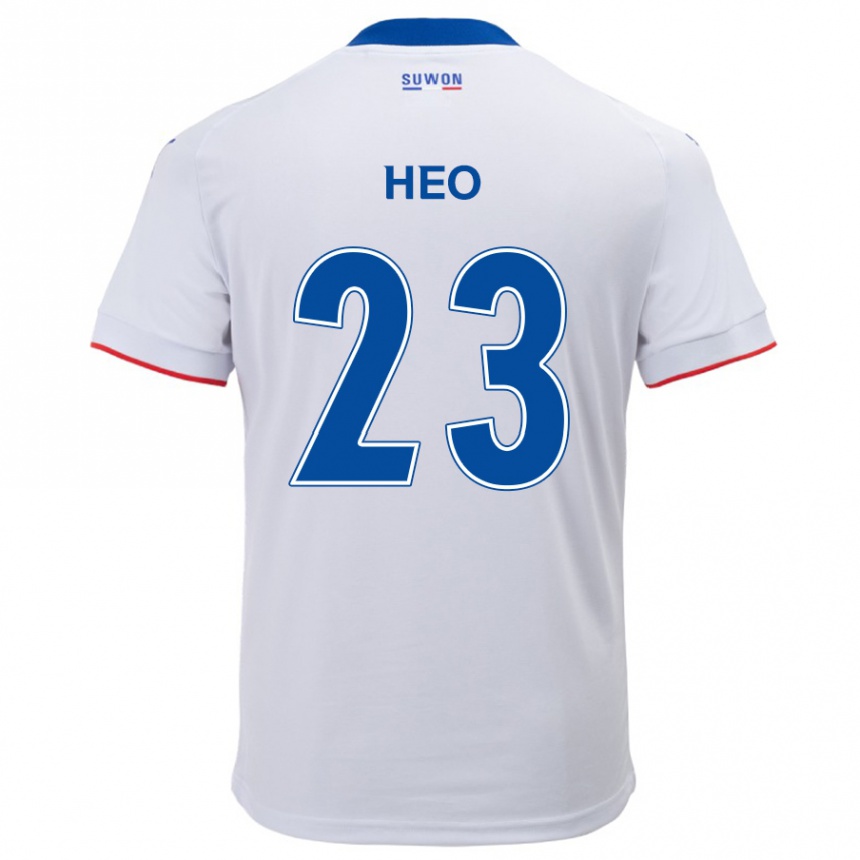 Enfant Football Maillot Hwan Heo #23 Blanc Bleu Tenues Extérieur 2024/25